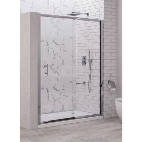 Ευθύγραμμη Καμπίνα Ντουζιέρας Flora 500 Karag 140x190cm Clear Glass με Κρύσταλλο Ασφαλείας Χρωμέ